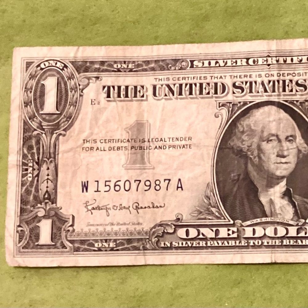 1957 B Treasury Dollar Bill W1560798A Blue Seal